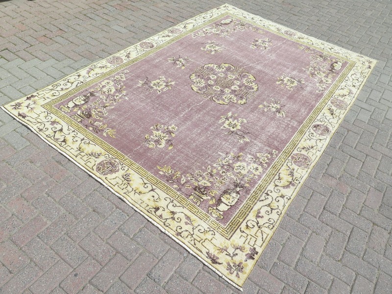Vintage Turkish Carpet, Antique Area Rugs, Floor Carpet Handmade Rug 81"x122" gallery