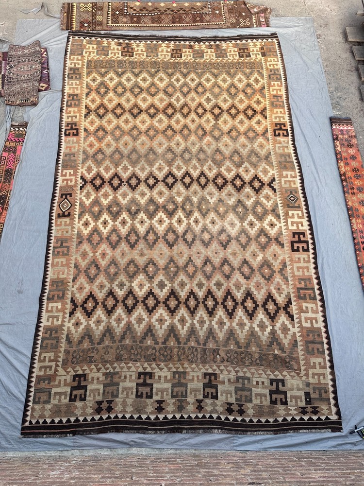 9'8 x 16'3 ft Vintage Afghan Kilim Flatweave Wool Large Muted Traditional Rug
