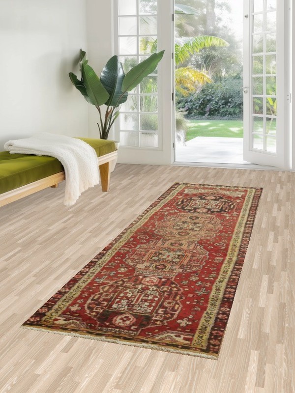 Luxurious 9 ft Runner Rug 3x9 Tribal Geometric Hand-made Hallway Vintage Carpet gallery