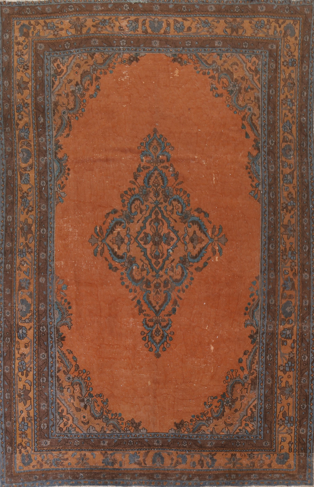Traditional Orange Wool Area Rug 8x12 Ft Handmade Medallion Living Room Rug gallery