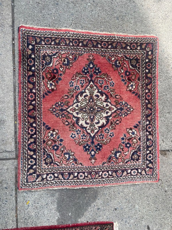 Vintage Lilihan Rug 3x3 Hand-Knotted Wool Floral Square Accent, Coral Pink Beige gallery