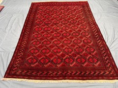 Hand Knotted Turkmen Ersari Rug 6’8×9’4 ft Rare Geometric Pattern Large Carpet