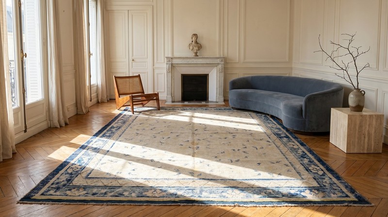 5X7 Antique Chinese Ningxia Wool Area Rug 1750 gallery