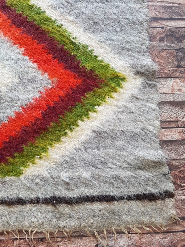 Vintage Handmade Traditional ZigZag Turkish Kilim Floor Rug Carpet 220x132 cm gallery