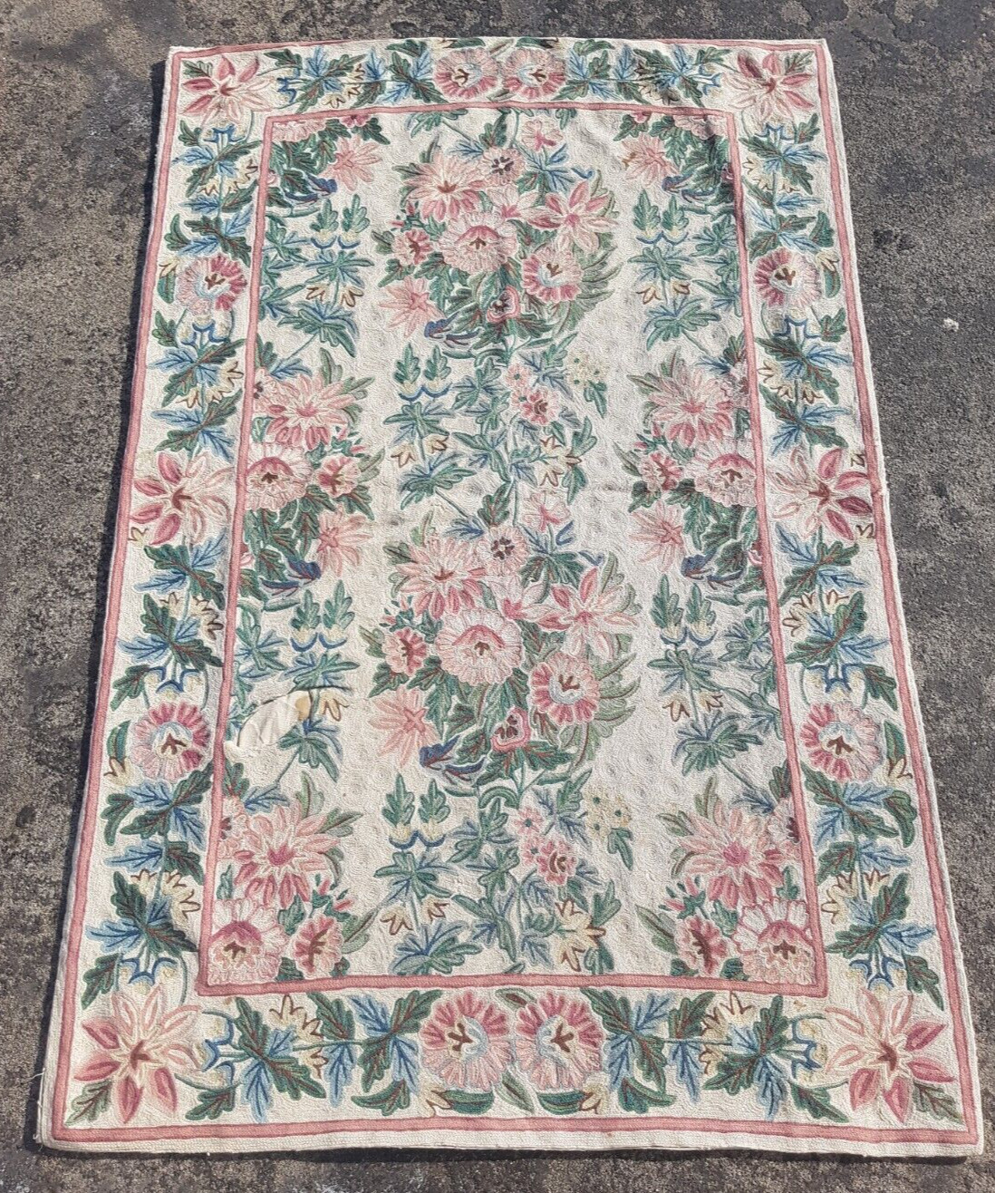 Vintage Hand Woven Traditional Kashmiri Floral Multicolor Kilim Rug 158x103 cm gallery