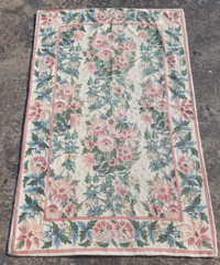 Vintage Hand Woven Traditional Kashmiri Floral Multicolor Kilim Rug 158×103 cm