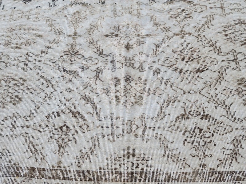 Oushak Rug 6x9, Neutral Rug Beige, Hand Knotted Area Rug, Vintage Rug Large gallery