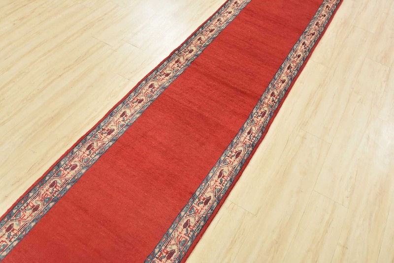 Vintage Oriental Runner 2’6” x 13’1” Red Wool Traditional Hand-Knotted Area Rug gallery