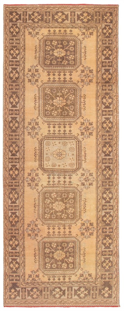 Vintage 4'6" x 11'10" Traditional Hand Knotted Vegetable Dye Wool Area Rug