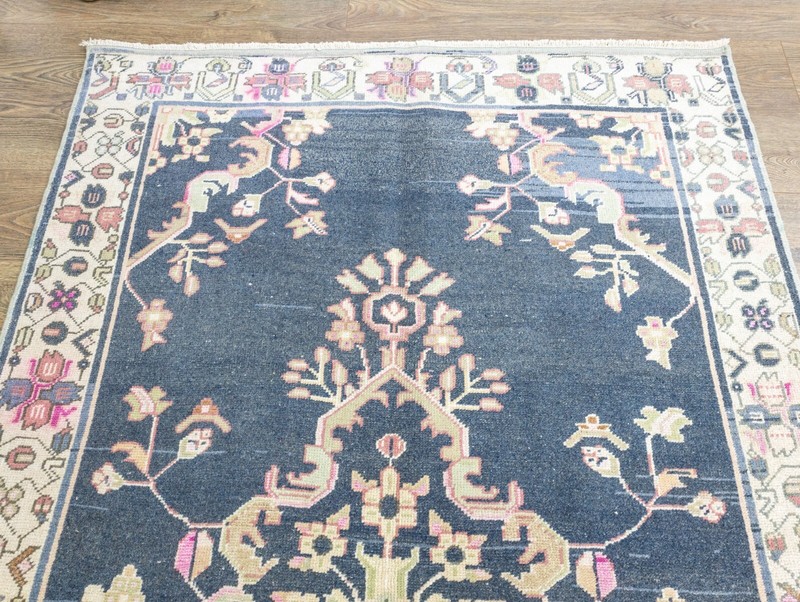 Blue Turkish Oushak Oriental Handmade Wool Area Rug 4.3x7.2 ft Vintage Runner gallery