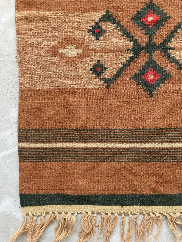 Vintage Handmade Turkish Anatolian Geometric Wool Kilim Runner Rug 128x52 cm gallery