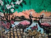Stunning Peacock Pattern Velvet Rug 56”x40” Wall Hanging Sofa Tapestry Vintage gallery