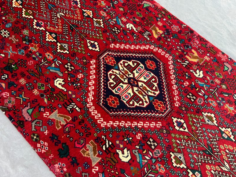 Vintage Heriz Runner Rug 2'6"x7'3" Hand Knotted Wool Tribal Oriental Red Blue gallery