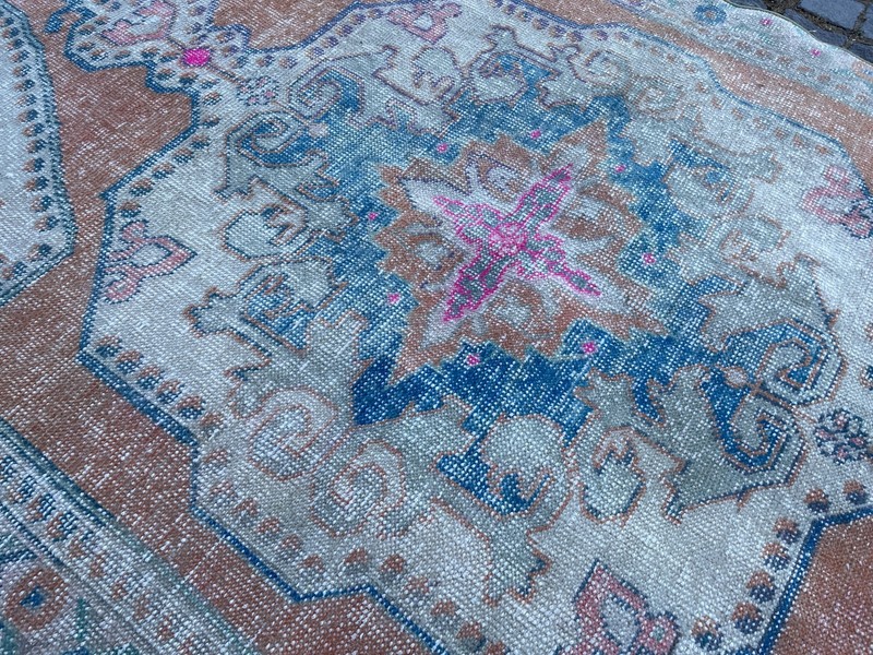 Home Decor Rug, Turkish Vintage Rug, Boho Decor Rug, Oushak 4,2 x 6,7 ft gallery