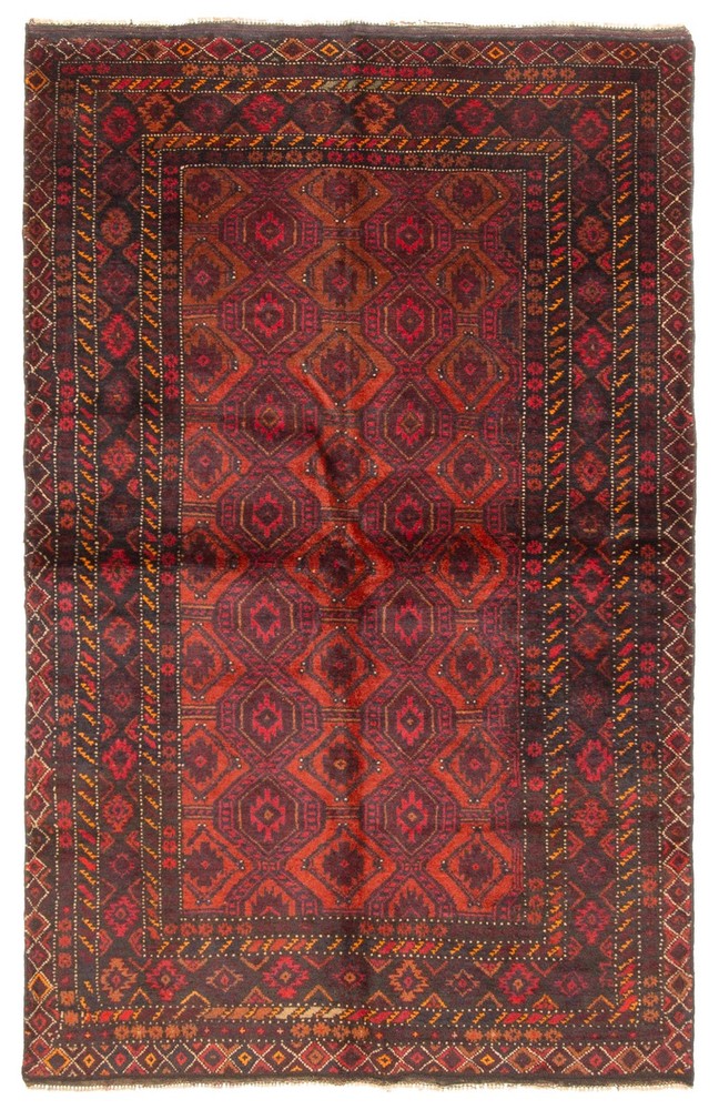Vintage 3'4" x 5'7" Traditional Hand Knotted Vegetable Dye Wool Area Rug