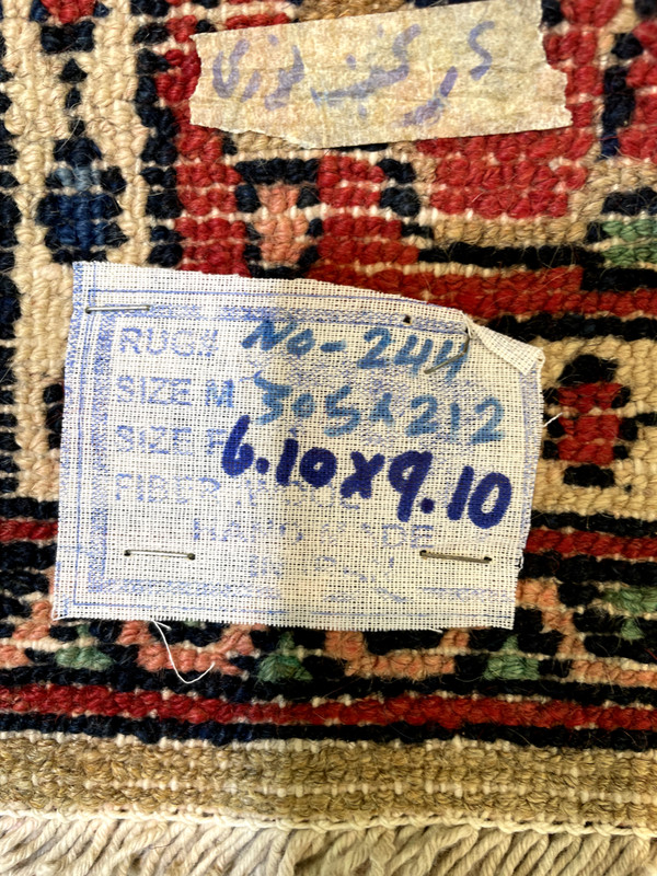 Antique Oriental Hand-Knotted Wool Area Rug Beige/Terracotta/Blue 6'10" x 9'10" gallery