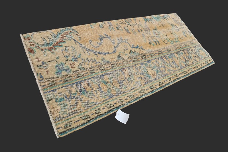 BEIGE Turkish Oushak Rug 2x4 Vintage Handmade Anatolian Small Doormat Kilim gallery