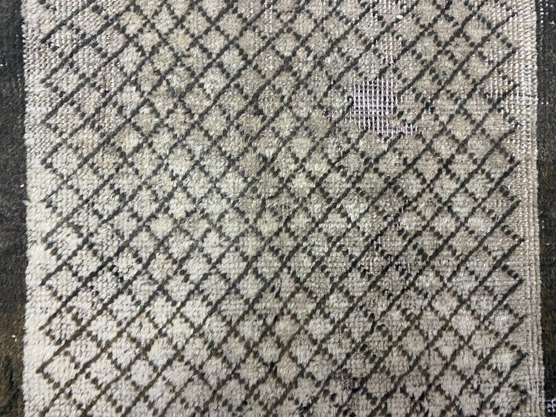 Mini Handwoven Anatolian Square Rug 1x1.2 ft Earth Tone Wool Accent Carpet gallery