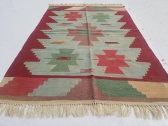 Distressed Vintage Traditional Handmade Southwestern-style Wool Kilim 5.7×3.10ft