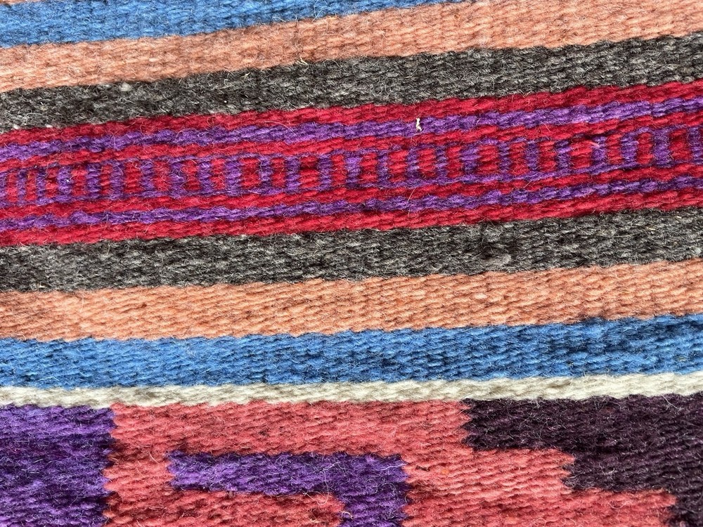 Authentic Vintage 1960s Wool Zapotec Indian Southwest Rug handwoven flatweave