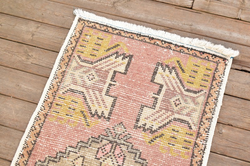 Turkish Carpet Hand Knotted 1x3 Size Doormat Chair Multi Color Rug 54x98cm gallery