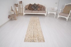 2 x 9 Neutral Vintage Oushak Runner Rug Turkish Carpet Traditional Rug 486