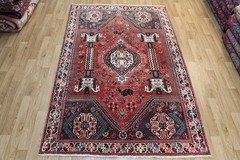 Antique Oriental Qashqai Tribal Rug 250x160cm Handmade Wool Nomadic Carpet