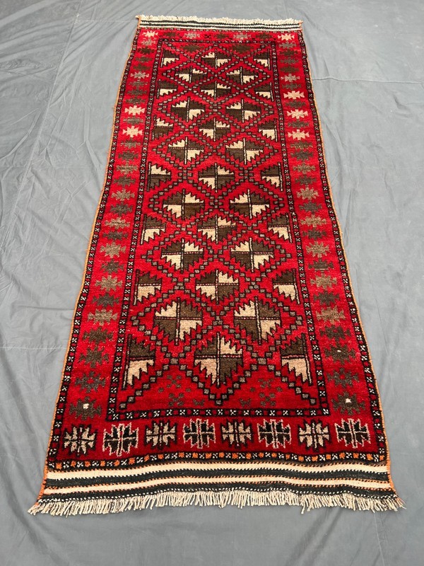 3'8 x 9'4 Vintage Afghan Hand-Knotted Rare Runner Rug - Tribal Wool Display Rug gallery