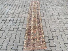 Extra Long Turkish Runner 1.9 x 10.3 ft Vintage Narrow Hallway Patchwork Rug