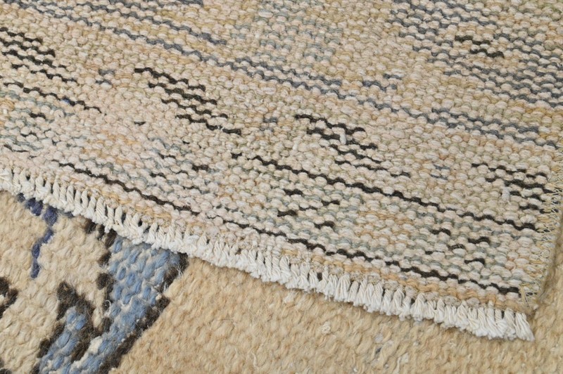 Vintage Turkish Runner Rug 2x10ft BEIGE Handmade Anatolian Oushak Hallway Wool gallery