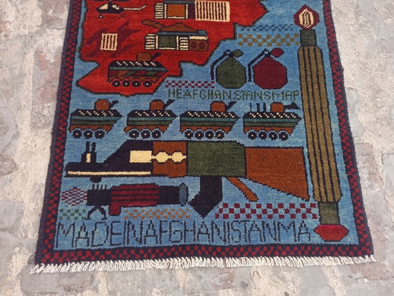 Ar Handmade Afghan Rug war Rug Baluchi Wool Pictorial Rug 75x60 cm gallery