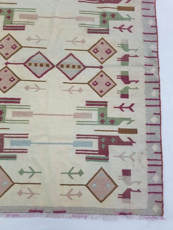 Vintage Handmade Traditional Geometric Brown Beige Kilim Rug Carpet 166x125cm gallery
