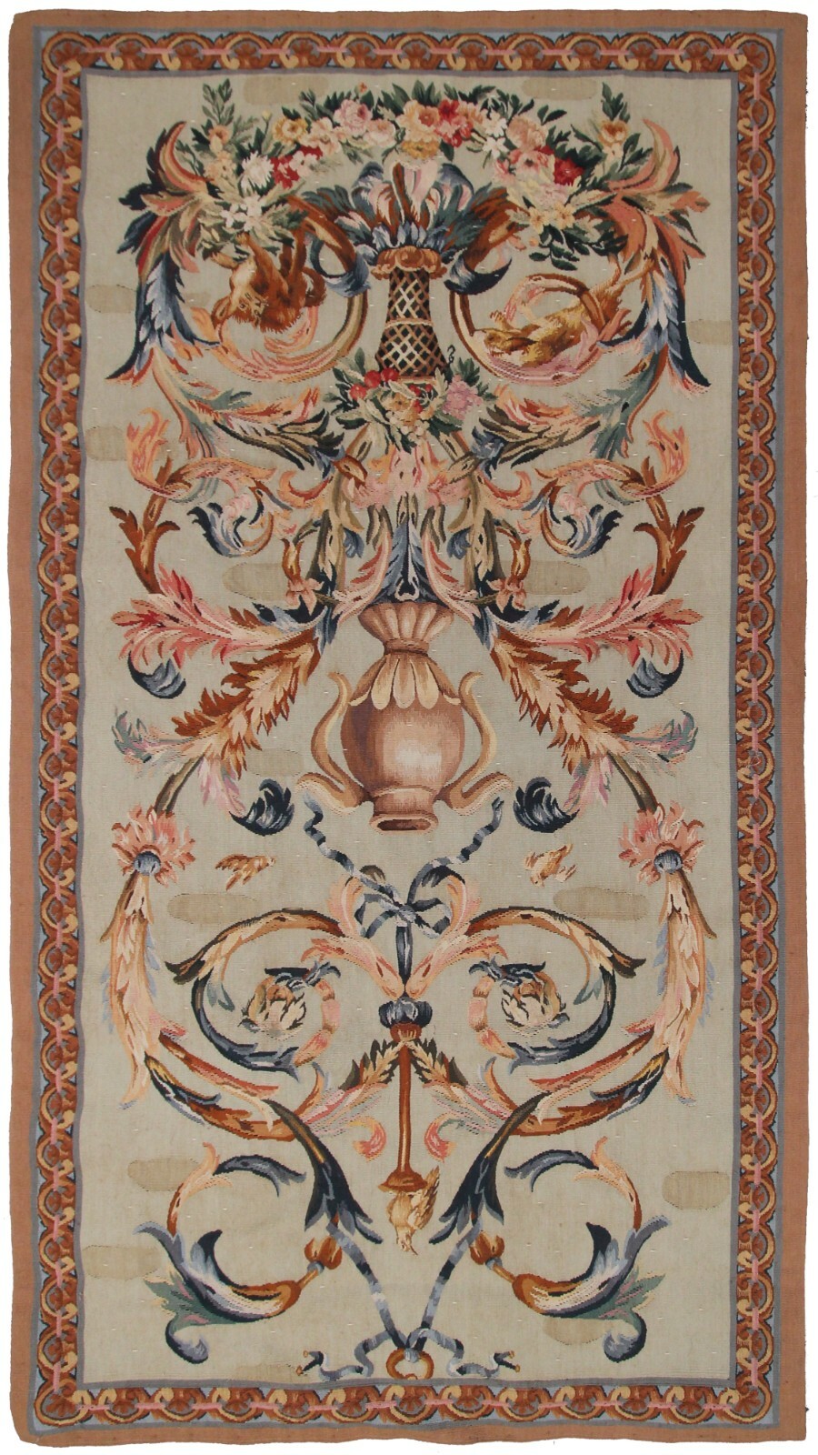 4x5 Rare Antique French Rococo Tapestry Green Handmade Decorative Wall Hanging gallery