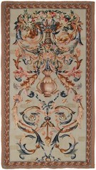 4×5 Rare Antique French Rococo Tapestry Green Handmade Decorative Wall Hanging