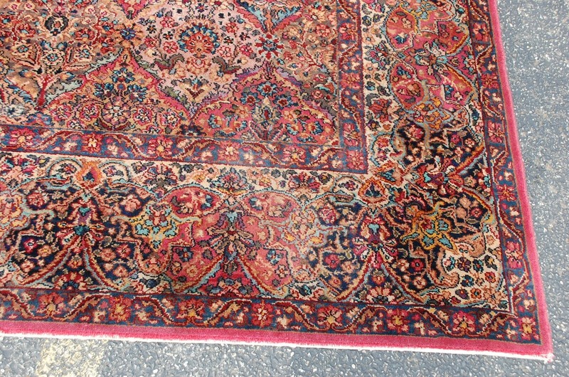 ANTIQUE EARLY KARASTAN KIRMAN MULTI_COLOR PANEL PATTERN #717 RUG CARPET 8'8"X12' gallery