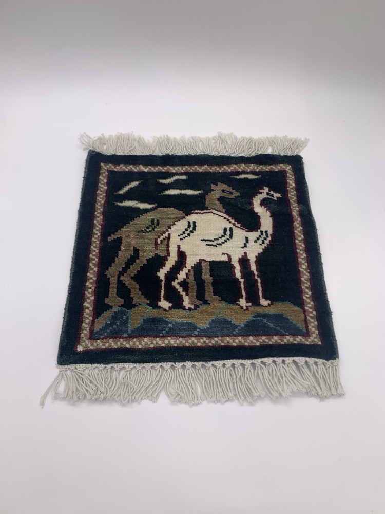 Vintage Arabic Camel Fringy Textile Rug Desert Egyptian Middle East # 489368 VTG