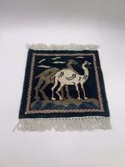 Vintage Arabic Camel Fringy Textile Rug Desert Egyptian Middle East # 489368 VTG