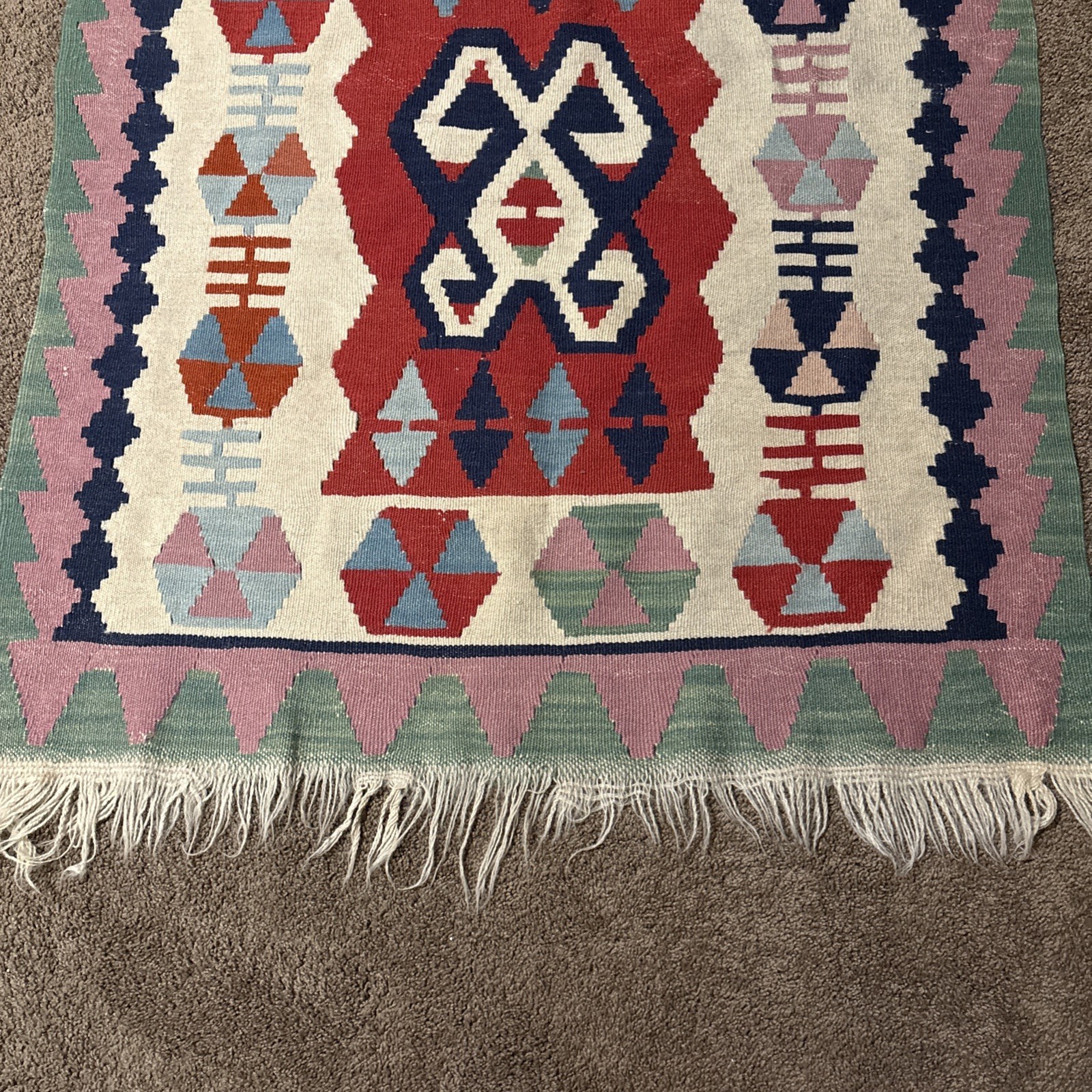 Vintage Tribal Wool Traditional Handmade Area Rug Kilim gallery