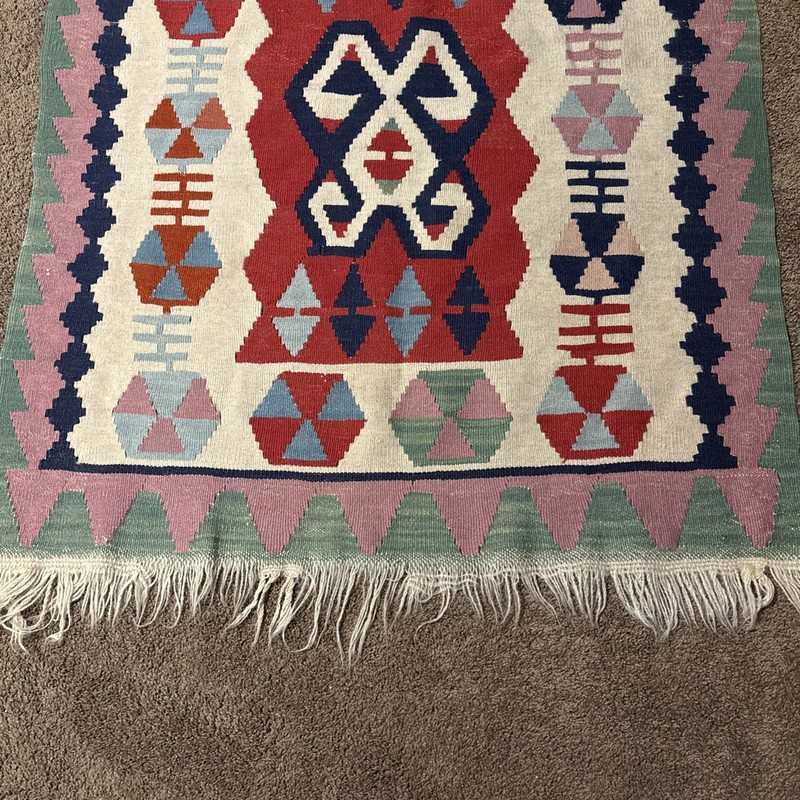Vintage Tribal Wool Traditional Handmade Area Rug Kilim gallery