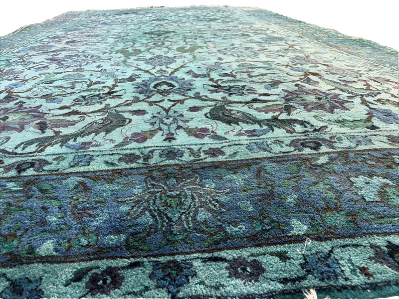 Auth: Antique Rug Mughal Animal Kingdom Beauty Well Aged Teal 10x17 gallery
