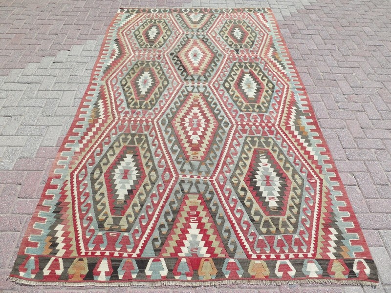 Vintage Turkish Esme Nomads Kilim Rug, Area Rug, Carpet, Kelim, Teppich 68"x120" gallery