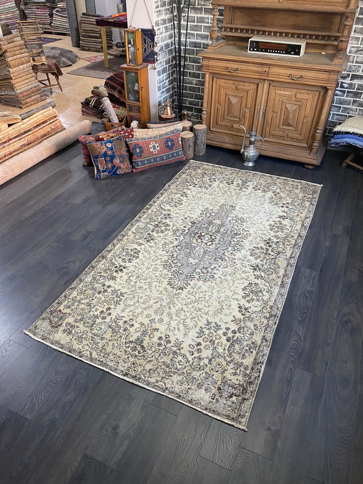 4.5x8.5 Large Vintage Brown Turkish Anatolian Rug gallery