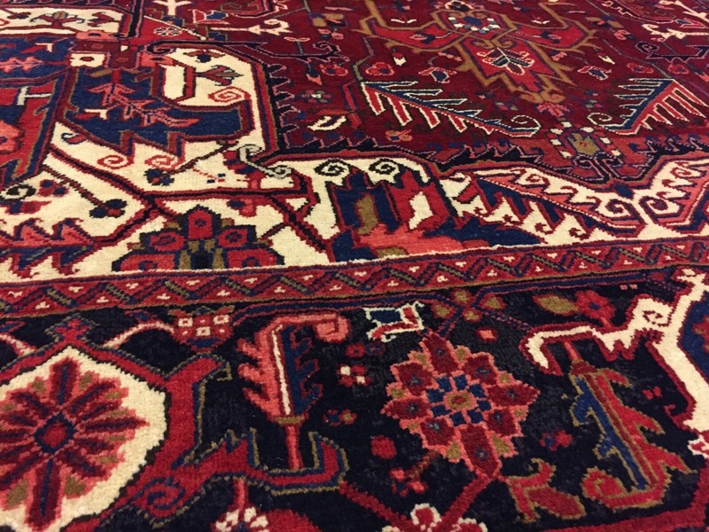 Sale Genuine Hand Knotted Heriz Serapi Area Rug Geometric Carpet 9’5”x12’9,#2868 gallery