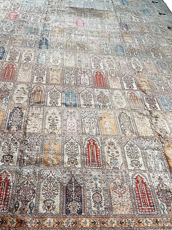 10x14 Antique Authentic Silk & Metal Turkish Hereke Fine Garden 295cm x 422 gallery