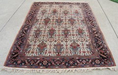 Antique Zele Sultan Oriental Rug Carpet Vases Birds Flowers 64×87 Inches