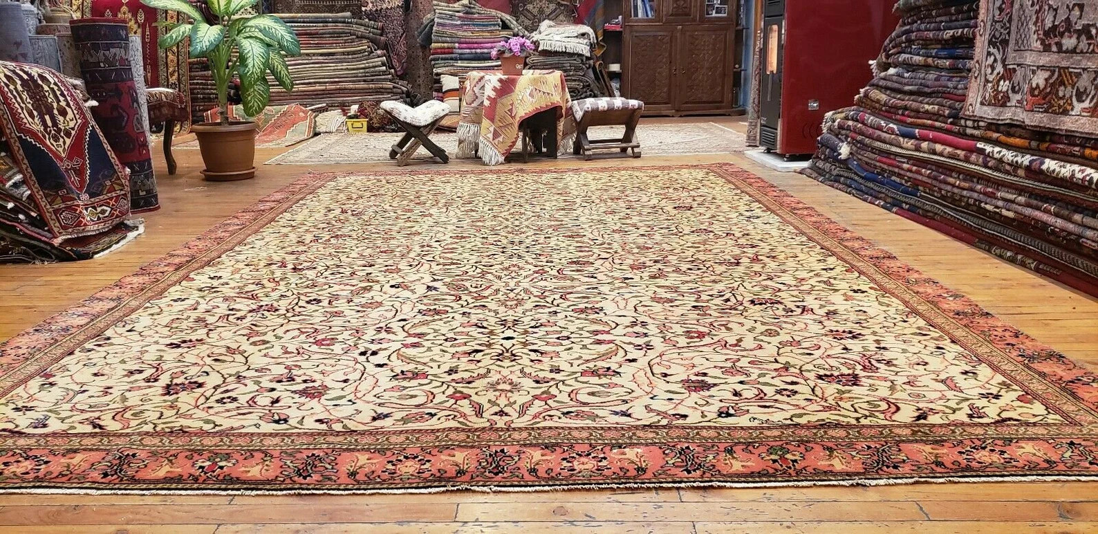 Antique 1900-1930s Wool Pile, Natural Dye Legendary Armenian Hereke Rug 7'6"×11' gallery