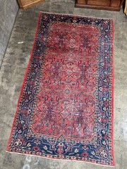 Antique Sarouk-Style Gallery Rug, Hand-Knotted Wool, Floral, 17ft x 38in
