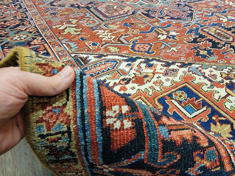 Circa 1920s Hand Knotted large Antique Herize Serapies rug size 8ft By 11ft gallery