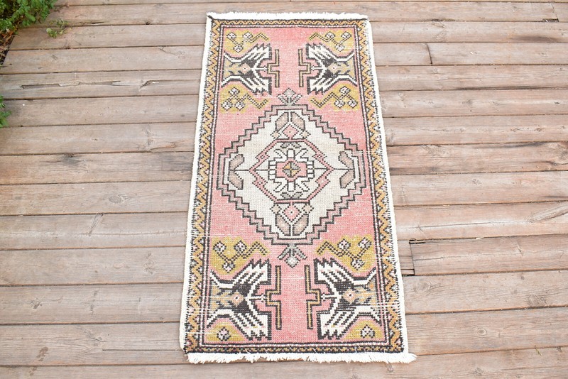 Turkish Carpet Hand Knotted 1x3 Size Doormat Chair Multi Color Rug 51x104cm gallery