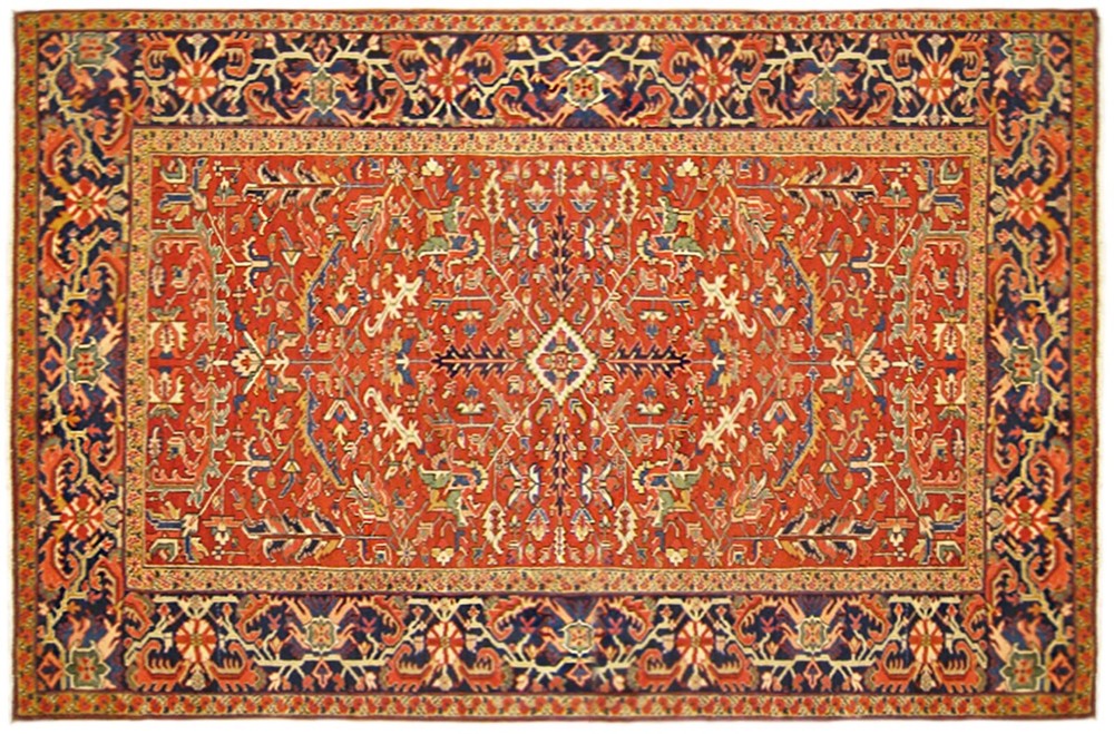 Antique Hand-Knotted Traditional Geometric Oriental Carpet